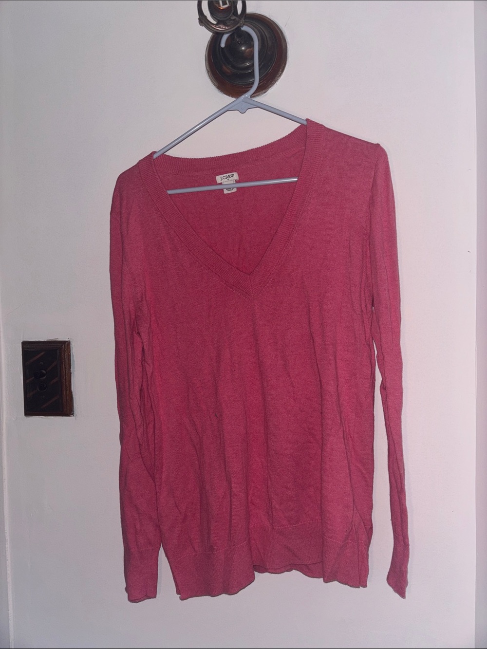 J. Crew V-Neck Sweater in Rose Pink